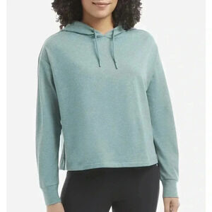 Danskin sustainable soft hoodie granite green x-small